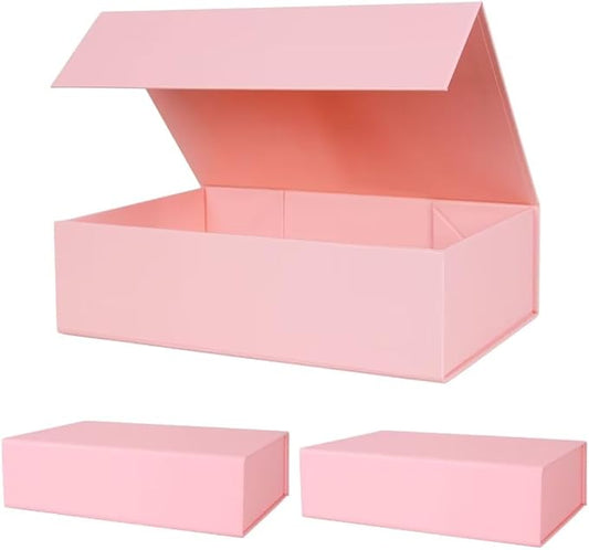 Aimyoo Pink Collapsible Gift Box with Magnetic Closure Lids 10.5x7x3 in, Bridesmaid Groomsman Proposal Boxes, Rectangle Storage Box 3 Pack-NeatNest