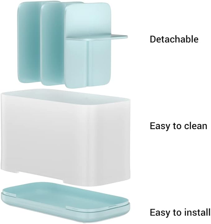 Toothbrush Holder, Toothpaste Holder with Anti-Slip Bottom, Electric Toothbrush Holder with Adjustable Dividers, Large Toothbrush Caddy Organizer Storage Detachable for Bathroom Shower Family Kids