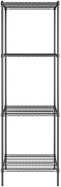 24" x 30" NSF Black Epoxy 4-Shelf Kit with 96" Posts, Heavy Duty Storage Shelving, Wire Shelving Kit, NSF Commercial Storage Rack Unit