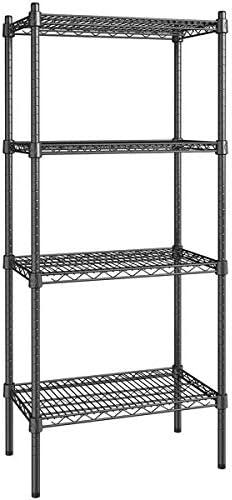 14" x 24" NSF Black Epoxy 4-Shelf Kit with 54" Posts, Heavy Duty Storage Shelving, Wire Shelving Kit, NSF Commercial Storage Rack Unit
