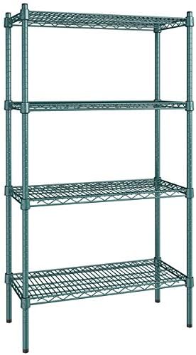 14" x 30" NSF Green Epoxy 4-Shelf Kit with 54" Posts, Heavy Duty Storage Shelving, Wire Shelving Kit, NSF Commercial Storage Rack Unit