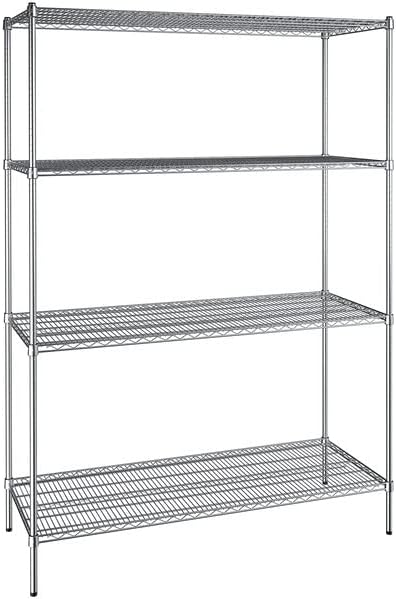 24" x 60" NSF Chrome 4-Shelf Kit with 86" Posts, Heavy Duty Storage Shelving, Wire Shelving Kit, NSF Commercial Storage Rack Unit