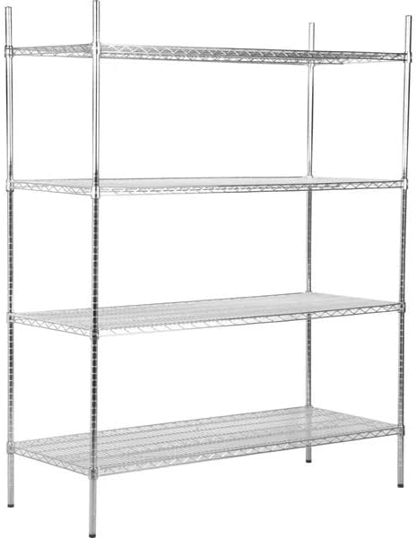 24" x 60" NSF Stainless Steel 4-Shelf Kit with 74" Posts, Heavy Duty Storage Shelving, Wire Shelving Kit, NSF Commercial Storage Rack Unit