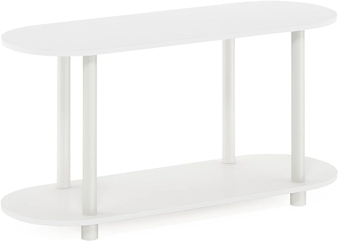Furinno Turn-N-Tube No Tools Modern Oval Side Table, White/Virgin White-NeatNest