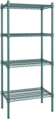 14" x 24" NSF Green Epoxy 4-Shelf Kit with 54" Posts, Heavy Duty Storage Shelving, Wire Shelving Kit, NSF Commercial Storage Rack Unit