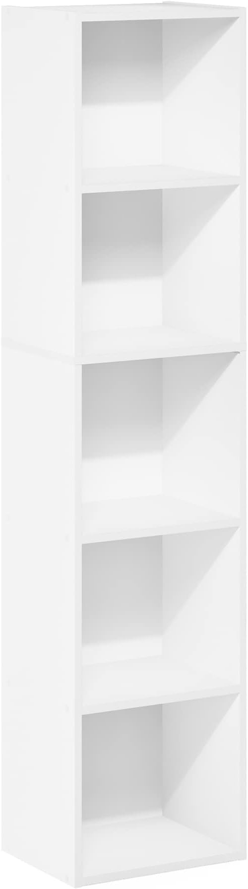 Furinno Luder Bookcase / Book / Storage, 5-Tier Cube, White-NeatNest