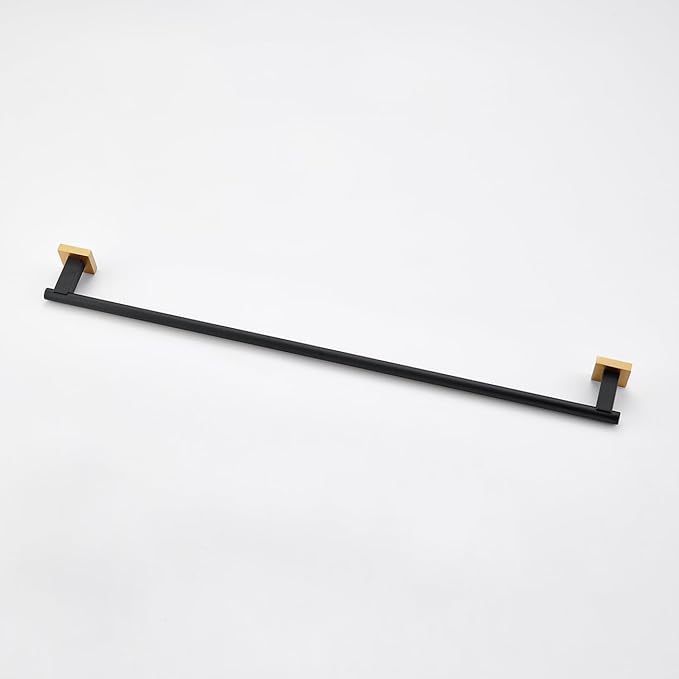 Miyili Bath Towel Bar 30-Inch Stainless Steel Hand Towel Rack for Bathroom Wall Mount Black & Gold, A02BG75A