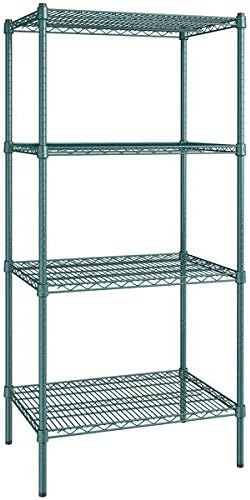 21" x 30" NSF Green Epoxy 4-Shelf Kit with 64" Posts, Heavy Duty Storage Shelving, Wire Shelving Kit, NSF Commercial Storage Rack Unit
