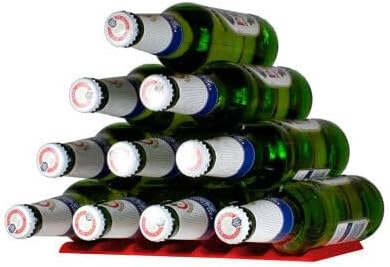 Cooks Innovations Drink Organizer for Fridge, Soda Can Refrigerator Organizers and Storage, Beer-Wine-Water Bottle Holder, Fridge Monkey - Durable Non-Slip Anti-Roll (2 pack, Red)-NeatNest