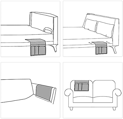 HAOMAIJIA Anti Slip Sofa Armrest Organizer Arm Chair Bedside Caddy Storage Organizer For Recliner Couch With 6 Pockets For Cell Phone Tv Remote Control Magazines (grey blue)-NeatNest