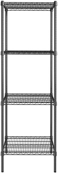 24" x 24" NSF Black Epoxy 4-Shelf Kit with 74" Posts, Heavy Duty Storage Shelving, Wire Shelving Kit, NSF Commercial Storage Rack Unit