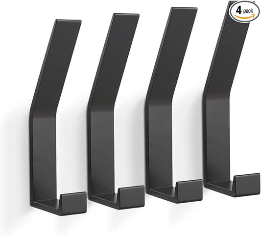 Coat Rack Hooks Wall Mounted, Black 4Packs, Bath Towel Rope Hooks for Kitchen, Door, Cabinet, Bathroom, Foyers, Hallways, and Bedrooms-NeatNest