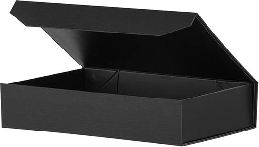 Black Gift Box with Lid 12x8x2.5 Inches, Shirt Gift Box for Wrapping, Magnetic Gift Box Bulk for Present （Mesh Grain;1Pcs）-NeatNest
