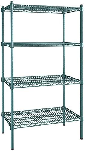 18" x 30" NSF Green Epoxy 4-Shelf Kit with 54" Posts, Heavy Duty Storage Shelving, Wire Shelving Kit, NSF Commercial Storage Rack Unit
