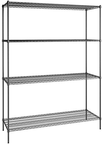 24" x 72" NSF Black Epoxy 4-Shelf Kit with 96" Posts, Heavy Duty Storage Shelving, Wire Shelving Kit, NSF Commercial Storage Rack Unit