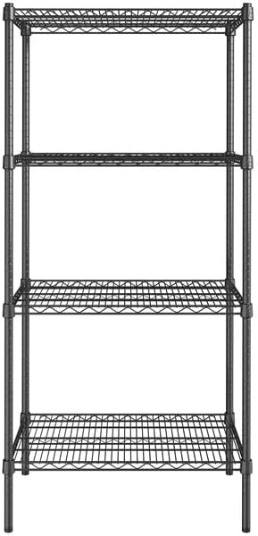 21" x 30" NSF Black Epoxy 4-Shelf Kit with 64" Posts, Heavy Duty Storage Shelving, Wire Shelving Kit, NSF Commercial Storage Rack Unit