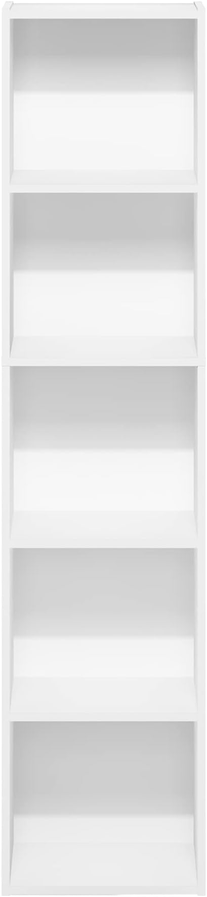 Furinno Luder Bookcase / Book / Storage, 5-Tier Cube, White-NeatNest
