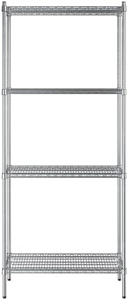 14" x 36" NSF Stainless Steel 4-Shelf Kit with 86" Posts, Heavy Duty Storage Shelving, Wire Shelving Kit, NSF Commercial Storage Rack Unit