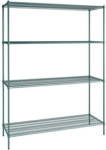 24" x 72" NSF Green Epoxy 4-Shelf Kit with 96" Posts, Heavy Duty Storage Shelving, Wire Shelving Kit, NSF Commercial Storage Rack Unit
