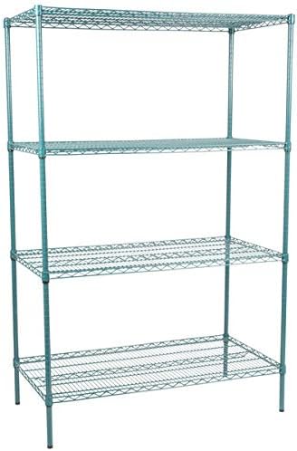 24" x 48" NSF Green Epoxy 4-Shelf Kit with 74" Posts, Heavy Duty Storage Shelving, Wire Shelving Kit, NSF Commercial Storage Rack Unit