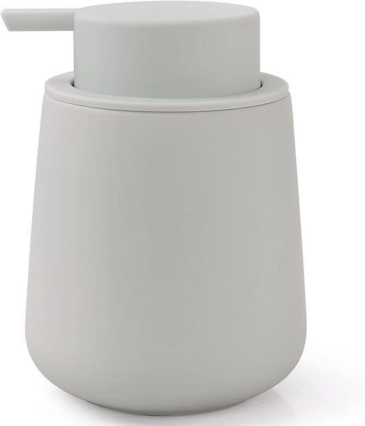 Bosilunlife Soap Dispenser Bathroom - Light Grey Ceramic Soap Dispenser Lotion Pump Dish Soap Dispenser for Kitchen 12oz Refillable Liquid Hand Wash Dispenser for Bathroom (Rubber Paint)-NeatNest