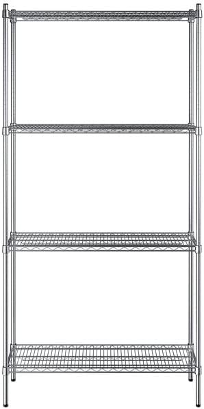 14" x 42" NSF Chrome 4-Shelf Kit with 86" Posts, Heavy Duty Storage Shelving, Wire Shelving Kit, NSF Commercial Storage Rack Unit