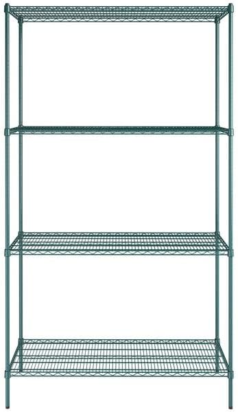 24" x 54" NSF Green Epoxy 4-Shelf Kit with 96" Posts, Heavy Duty Storage Shelving, Wire Shelving Kit, NSF Commercial Storage Rack Unit