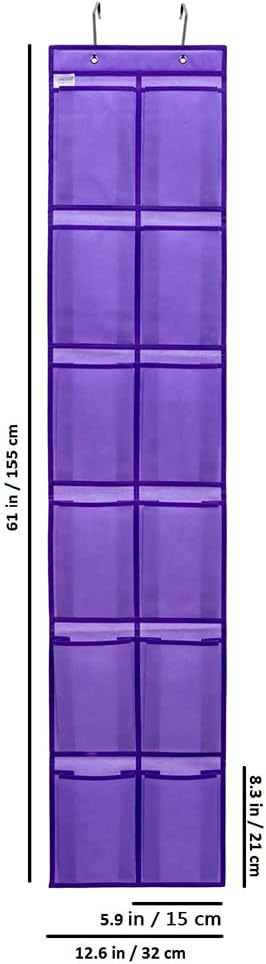 Hanging Storage Organizer Over the Door Shoes Organizer Kids Shoe Rack with 12 Large Fabric Pockets for Closet Shoe Holder Hanger (PURPLE)-NeatNest