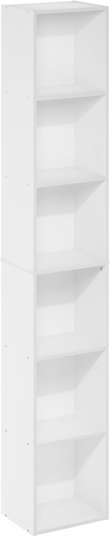 Furinno Luder 6-Tier Open Shelf Bookcase, White-NeatNest