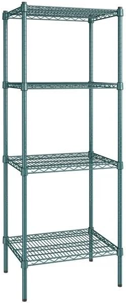 18" x 24" NSF Green Epoxy 4-Shelf Kit with 64" Posts, Heavy Duty Storage Shelving, Wire Shelving Kit, NSF Commercial Storage Rack Unit