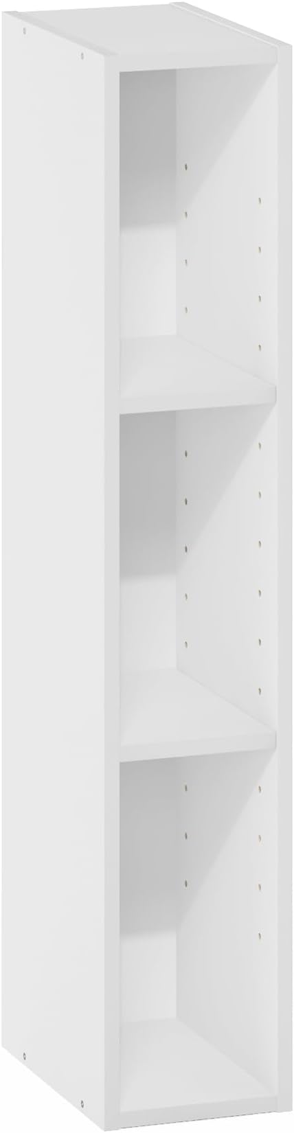 Furinno Fulda 3-Tier Space Saving Storage Shelf Bookcase, 6-Inch Width, White-NeatNest