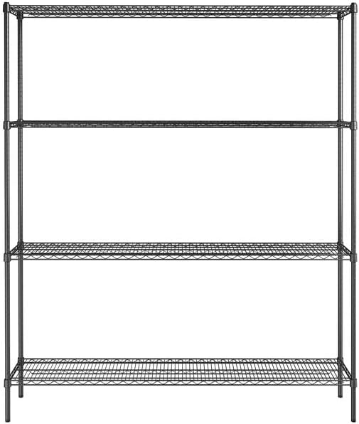 14" x 72" NSF Black Epoxy 4-Shelf Kit with 86" Posts, Heavy Duty Storage Shelving, Wire Shelving Kit, NSF Commercial Storage Rack Unit