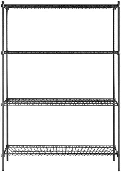 14" x 60" NSF Black Epoxy 4-Shelf Kit with 86" Posts, Heavy Duty Storage Shelving, Wire Shelving Kit, NSF Commercial Storage Rack Unit