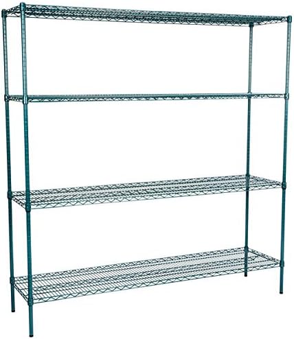 18" x 72" NSF Green Epoxy 4-Shelf Kit with 74" Posts, Heavy Duty Storage Shelving, Wire Shelving Kit, NSF Commercial Storage Rack Unit