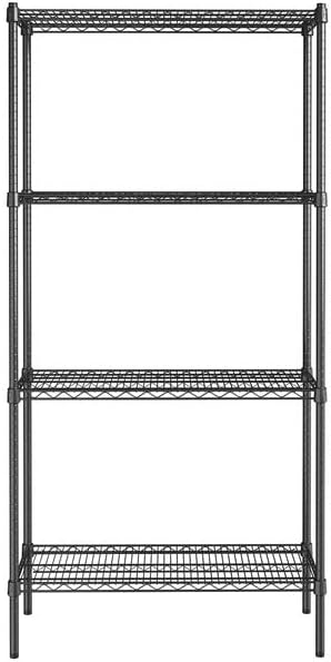 14" x 36" NSF Black Epoxy 4-Shelf Kit with 74" Posts, Heavy Duty Storage Shelving, Wire Shelving Kit, NSF Commercial Storage Rack Unit