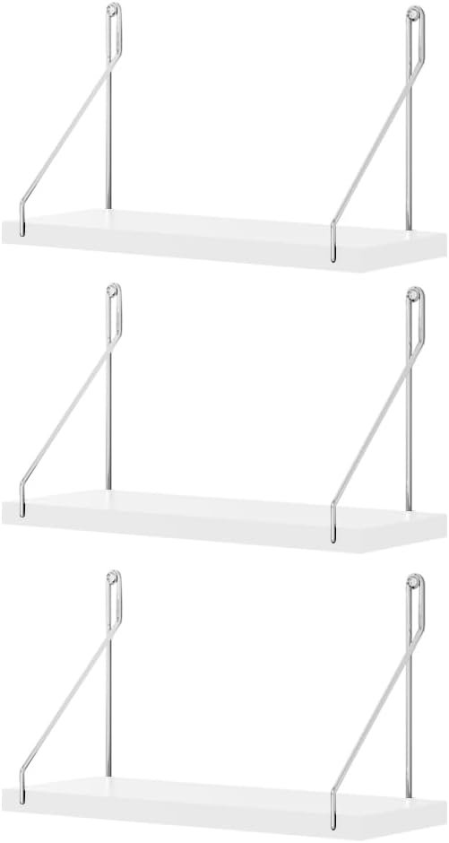 Dixiao 3Pack Wall Mounted Floating Shelves, White Shelves for Bedroom Modern Home Decor Wall Shelf (White, 30 * 15 * 1.5cm)-NeatNest