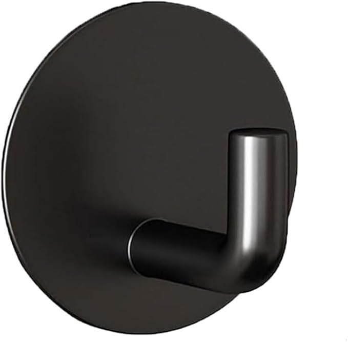 8 Pack Adhesive Towel Hooks for Bathroom, Stick on Hooks Bathroom Kitchen for Walls No Damage, Sticky Hook for Hanging Coat Robe, Black