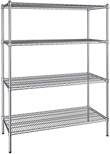 21" x 48" NSF Chrome 4-Shelf Kit with 64" Posts, Heavy Duty Storage Shelving, Wire Shelving Kit, NSF Commercial Storage Rack Unit