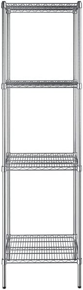 21" x 24" NSF Chrome 4-Shelf Kit with 86" Posts, Heavy Duty Storage Shelving, Wire Shelving Kit, NSF Commercial Storage Rack Unit