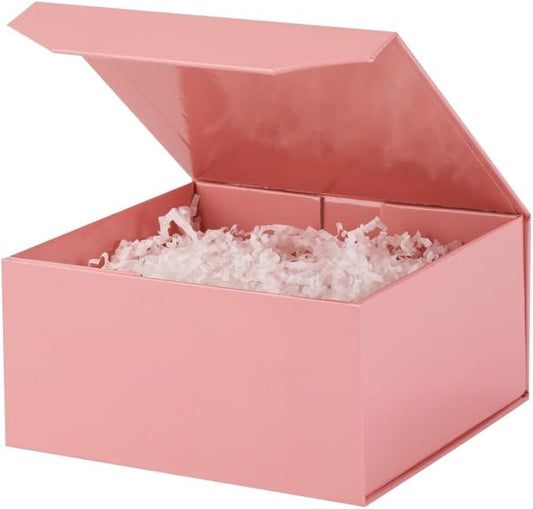 1 Pcs 6x6x3 Inch Pink Magnetic Gift Box Small Magnetic Box with Crinkle Paper Pink Small Gift Box with Shredded Paper Luxury Gift Boxes with Lids for Presents-NeatNest