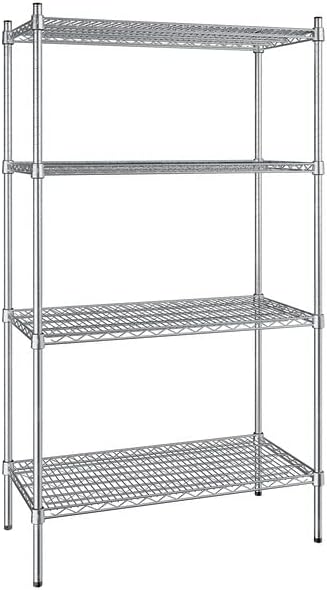 18" x 36" NSF Stainless Steel 4-Shelf Kit with 64" Posts, Heavy Duty Storage Shelving, Wire Shelving Kit, NSF Commercial Storage Rack Unit