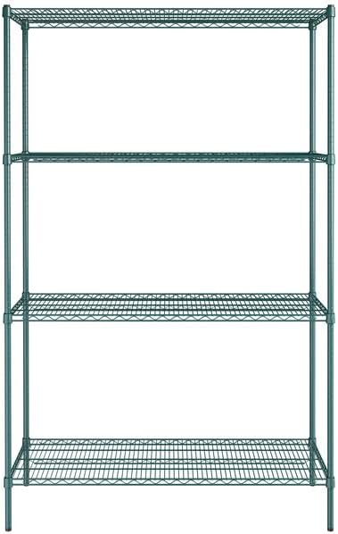 21" x 54" NSF Green Epoxy 4-Shelf Kit with 86" Posts, Heavy Duty Storage Shelving, Wire Shelving Kit, NSF Commercial Storage Rack Unit
