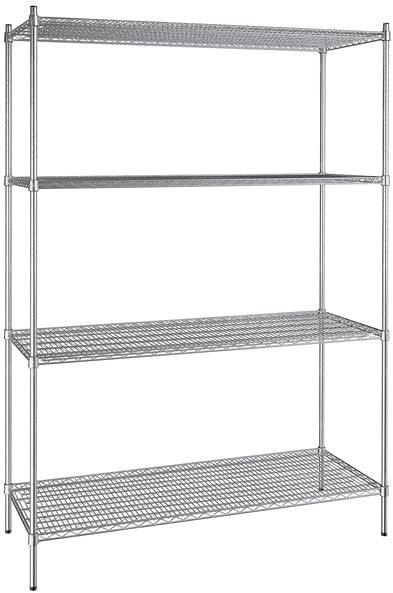 24" x 60" NSF Stainless Steel 4-Shelf Kit with 86" Posts, Heavy Duty Storage Shelving, Wire Shelving Kit, NSF Commercial Storage Rack Unit