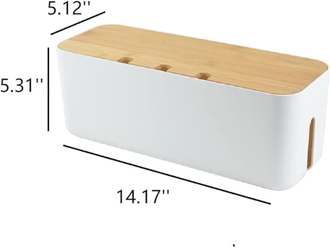 2 Pieces Cable Management Box|Cord Organizer Box| Hide and Conceal Power Strips and Electrical Cords from TVs, Computers, and Desks (White 2PCS)