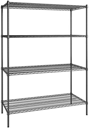 24" x 54" NSF Black Epoxy 4-Shelf Kit with 74" Posts, Heavy Duty Storage Shelving, Wire Shelving Kit, NSF Commercial Storage Rack Unit