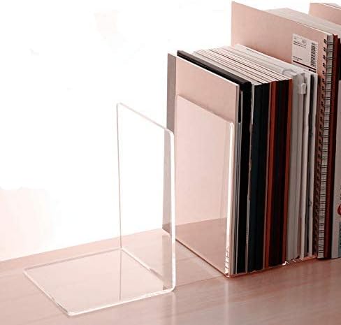 CY craft 4 Pieces Bookends,Clear Acrylic Bookends for Shelves,Heavy Duty Book Ends and Desktop Organizer,Book Stopper for Books/Movies/CDs,7.3x4.8x4.8 inch-NeatNest