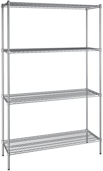 18" x 54" NSF Chrome 4-Shelf Kit with 86" Posts, Heavy Duty Storage Shelving, Wire Shelving Kit, NSF Commercial Storage Rack Unit