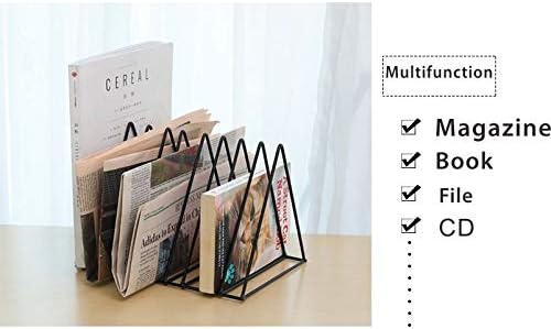 Black Metal Vinyl Record Holder,Vertical Record Player Holder,File Organizer for Desk,Desktop File Sorters,Paper Organizer and Record Holder Stand,Triangle Upright 9 Lattice Vinyl Rack Stand,1Pack-NeatNest