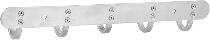 Coat Hook Rack Hanger –Towel Hook Rail with 5 Hooks 13-Inch Wall Mounted for Bedroom, Bathroom, Hallway, Garage, Garden, Office, 304 Stainless Steel Brushed Nickel, Easy Installation (Silver)-NeatNest