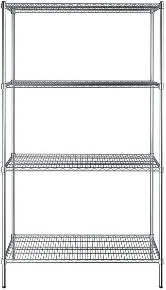 21" x 48" NSF Chrome 4-Shelf Kit with 86" Posts, Heavy Duty Storage Shelving, Wire Shelving Kit, NSF Commercial Storage Rack Unit